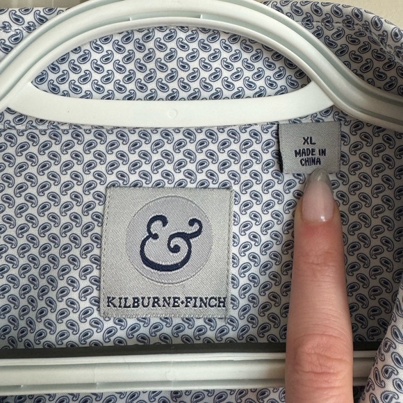 Kilburne-Finch Men’s Long-sleeve Button-Down, Blue Paisley - Sz XL - Picture 5 of 7